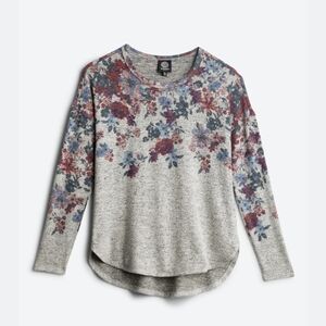 Bobeau Gray Floral Knit Top XL